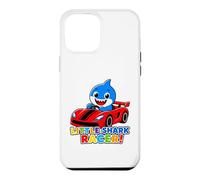 Custodia per iPhone 12 Pro Max Little Shark Racer Kids Cute Shark Race Car Design per ragazzi