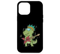 Custodia per iPhone 12 Pro Max Little T-Rex Dino che suona la chitarra rock