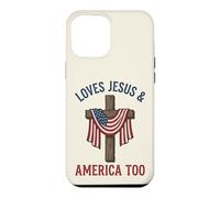 Custodia per iPhone 12 Pro Max Love Jesus and America Too Patriotic Faith