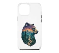 Custodia per iPhone 12 Pro Max Majestic Bear Mountain River Wildlife Escursionisti a doppia esposizione