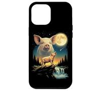 Custodia per iPhone 12 Pro Max Meme di Pig Howling to the Moon Funny Pig Farm Animal degli anni '90
