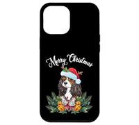 Custodia per iPhone 12 Pro Max Mens Womens Kids Merry Christmas Santa Cavalier Dog Mom