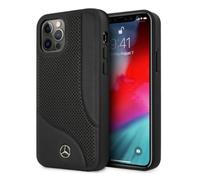 Custodia per iPhone 12 Pro Max Mercedes in pelle traforata nera