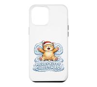 Custodia per iPhone 12 Pro Max Merry Kitty Christmas - Angelo con neve, adorabile per bambini e bambine