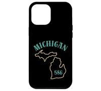 Custodia per iPhone 12 Pro Max Michigan 586 Codice Area Grafico Stato Profilo Regionale Design
