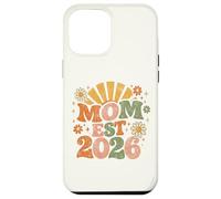 Custodia per iPhone 12 Pro Max Mom Est 2026 Groovy Retro Daisy Flower New Mom Mother's Day