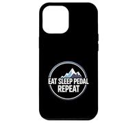Custodia per iPhone 12 Pro Max Mountain Biking Cyclist Eat Sleep Pedal Repeat
