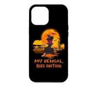 Custodia per iPhone 12 Pro Max My Bengal Rides Shotgun Cat and Witch Halloween Costume