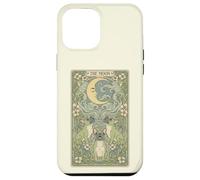 Custodia per iPhone 12 Pro Max Mystical Pug Howling at The Moon Tarocchi Card Art Dog Amante
