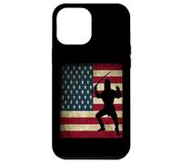 Custodia per iPhone 12 Pro Max Ninja Warrior Bandiera americana americana
