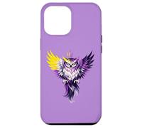 Custodia per iPhone 12 Pro Max Nonbinary Owl Bird Enby NB Pride Flag Colors Tattoo Style