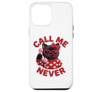 Custodia per iPhone 12 Pro Max Occhiali con scritta "Call Me Never Black Cat Valentine" con cuore e grafica carina