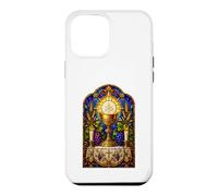 Custodia per iPhone 12 Pro Max Opera d'arte a mosaico gotico cattolico calice ed eucaristia
