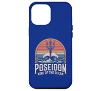 Custodia per iPhone 12 Pro Max Opera d'arte retrò Poseidon King of the Ocean Trident Waves
