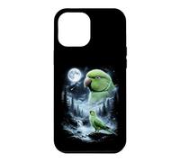 Custodia per iPhone 12 Pro Max Pappagallo indiano ringneck che ulula alla luna anni '90 retrò uccello