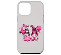 Custodia per iPhone 12 Pro Max Pink Buffalo Plaid And Heart Balloons Valentine's Gnome