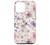 Custodia per iPhone 12 Pro Max Pink Purple Flower Watercolour Floral Wildflower Cute