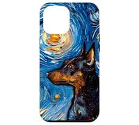 Custodia per iPhone 12 Pro Max Pinscher miniatura Starry Night Dog Min Pin Art by Aja