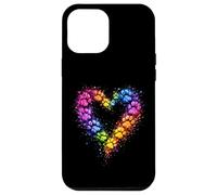 Custodia per iPhone 12 Pro Max Rainbow Paw Heart Colorful Dog & Cat Lover Pet Art