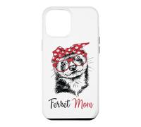Custodia per iPhone 12 Pro Max Red Glasses Bandana Ink Illustration Happy Mom Ferret Lover