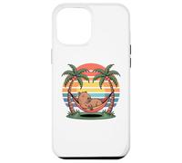 Custodia per iPhone 12 Pro Max Relaxing capybara, Sunset, Palm tree, Summer capy vacation