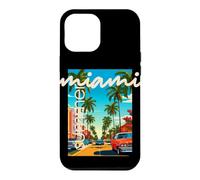Custodia per iPhone 12 Pro Max Retro Miami Summer Palm Tree Street Classic Car Graphic