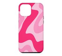 Custodia per iPhone 12 Pro Max Retro rosa acceso vortice astratto estetica Groovy anni '70 Boho Y2K