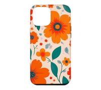 Custodia per iPhone 12 Pro Max Retro Vintage Motivo Floreale Arancione Boho Hippie Garden