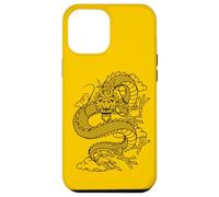 Custodia per iPhone 12 Pro Max Retro Vintage Zodiac Lunar New Year Black Chinese Dragon
