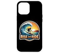Custodia per iPhone 12 Pro Max Rise And Ride Surfer Mattina Surf Tavola da Surf Citazione Vintage