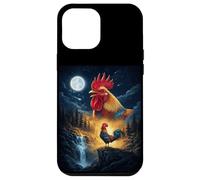 Custodia per iPhone 12 Pro Max Rooster Howling to The Moon Vintage Funny Rooster