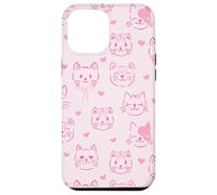 Custodia per iPhone 12 Pro Max Rosa Valentine Kitties Pattern E Cuore Design Estetico