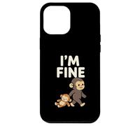 Custodia per iPhone 12 Pro Max Sad Baby Monkey Meme con un giocattolo arancione I'm Fine