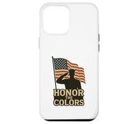 Custodia per iPhone 12 Pro Max Sagoma e bandiera patriottica 'Honor the Colors' Saluting