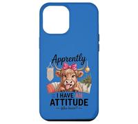 Custodia per iPhone 12 Pro Max Sassy Highland Cow "Apparentemente ho un atteggiamento" divertente