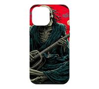 Custodia per iPhone 12 Pro Max Scheletro Chitarrista Onda Giapponese Red Moon Dark Rock Art