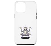 Custodia per iPhone 12 Pro Max Scimmia Meditante Quattro Braccia Yoga Zen Divertente
