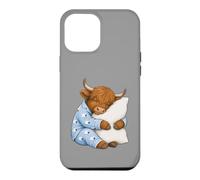 Custodia per iPhone 12 Pro Max Scottish Highland mucca che dorme in pigiama carino sonno