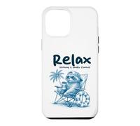 Custodia per iPhone 12 Pro Max Sedia da spiaggia Relax Raccoon Chilling con palma
