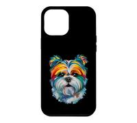 Custodia per iPhone 12 Pro Max Shih Tzu - Ritratto geometrico, pop art, primo piano, con volto di cucciolo