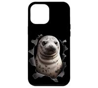 Custodia per iPhone 12 Pro Max Sigillo bambino guardando fuori dal panno strappato Divertente amante degli animali