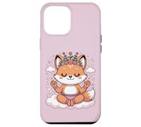 Custodia per iPhone 12 Pro Max Simpatica volpe da yoga, motivo: Lotus Pose, motivo mandala per la consapevolezza