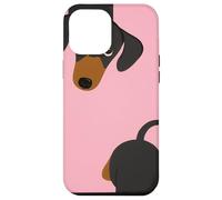 Custodia per iPhone 12 Pro Max Simpatico bassotto Peekaboo | Pink Minimal Dog Art