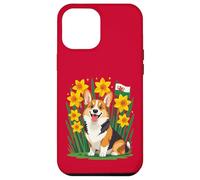 Custodia per iPhone 12 Pro Max Simpatico cane corgi tra narcisi che sostengono il Galles