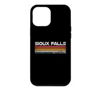 Custodia per iPhone 12 Pro Max Sioux Falls, South Dakota, design retrò a righe, stile vintage, con città