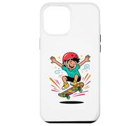 Custodia per iPhone 12 Pro Max Skateboard Kid Cartoon Ollie Fun Pattinaggio