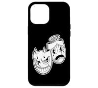 Custodia per iPhone 12 Pro Max Smile Now Cry Later Angelo Diavolo Felice Triste Vintage Cartone animato