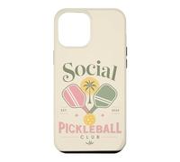 Custodia per iPhone 12 Pro Max Social Pickleball Club Retro Tramonto Palma Paddles