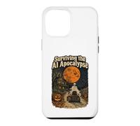 Custodia per iPhone 12 Pro Max Sopravvivere allo scheletro di Halloween retrò dell'apocalisse IA