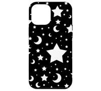 Custodia per iPhone 12 Pro Max Stelle lune spazio carino modello galassia nera